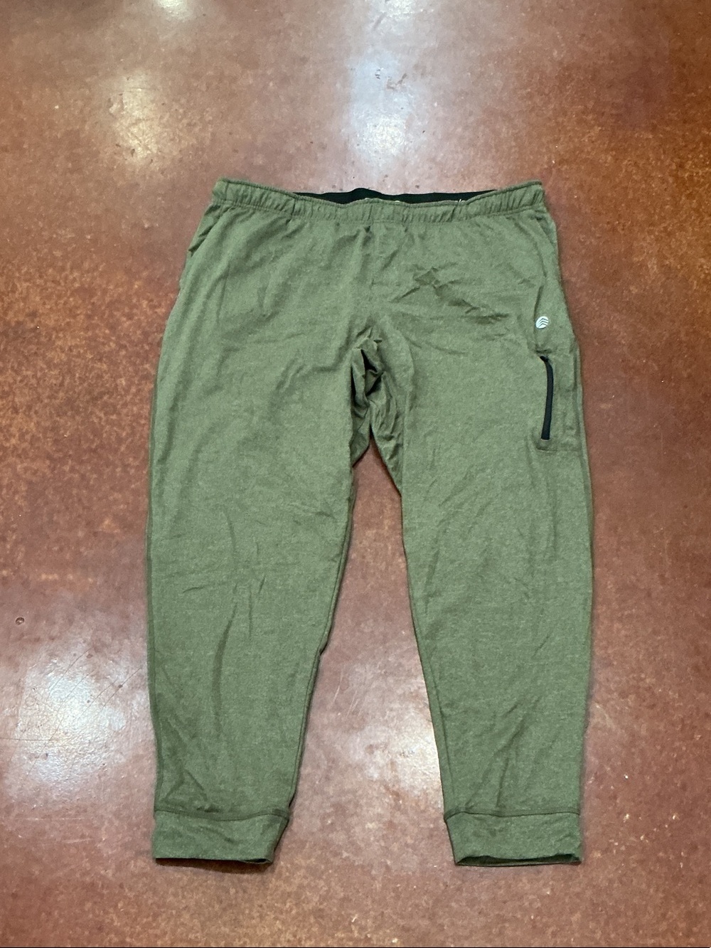 Olive Green Men's Performance Joggers with Zipper Pocket
